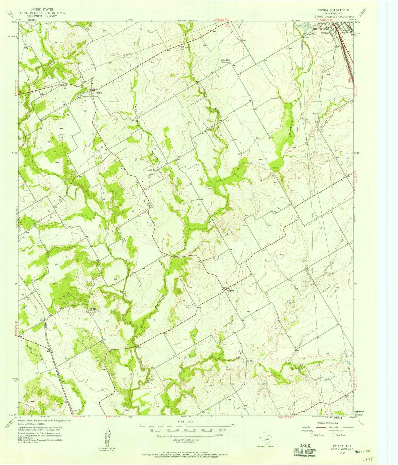 1957 Peoria, TX - Texas - USGS Topographic Map