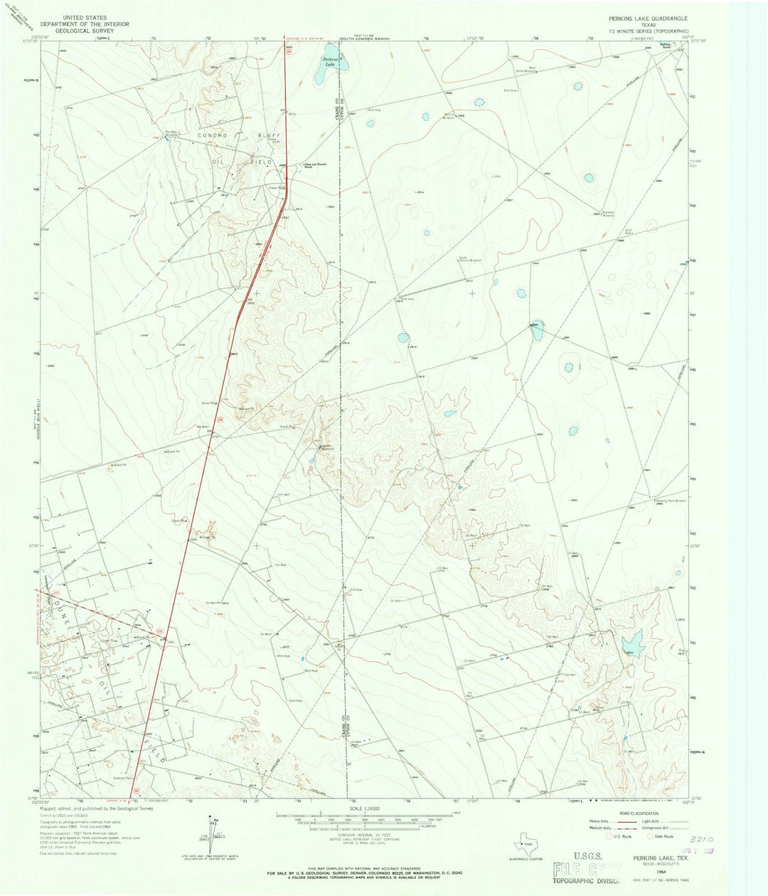 1964 Perkins Lake, TX - Texas - USGS Topographic Map