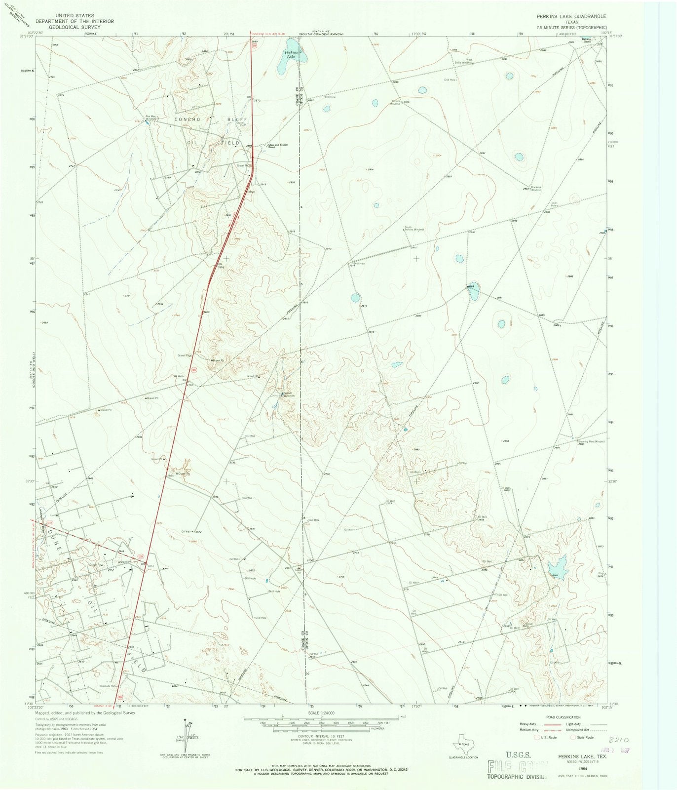1964 Perkins Lake, TX - Texas - USGS Topographic Map