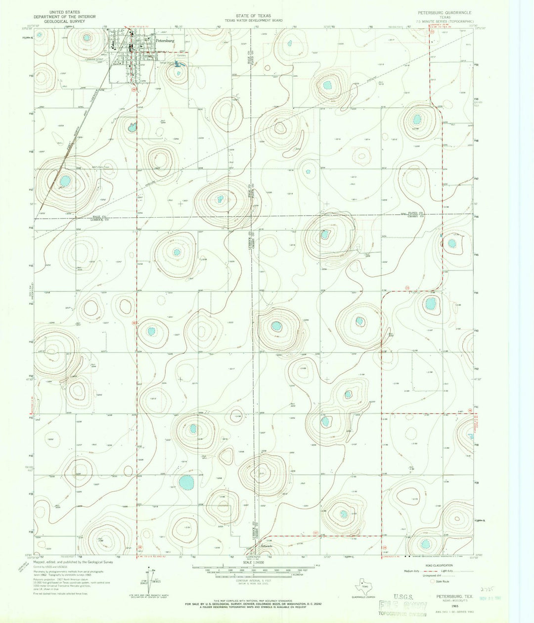 1965 Petersburg, TX - Texas - USGS Topographic Map