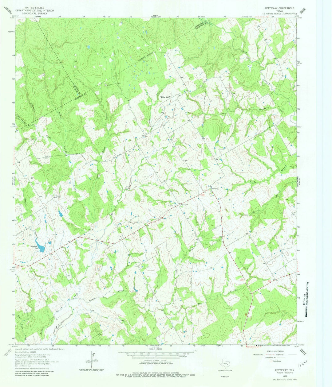 1962 Petteway, TX - Texas - USGS Topographic Map