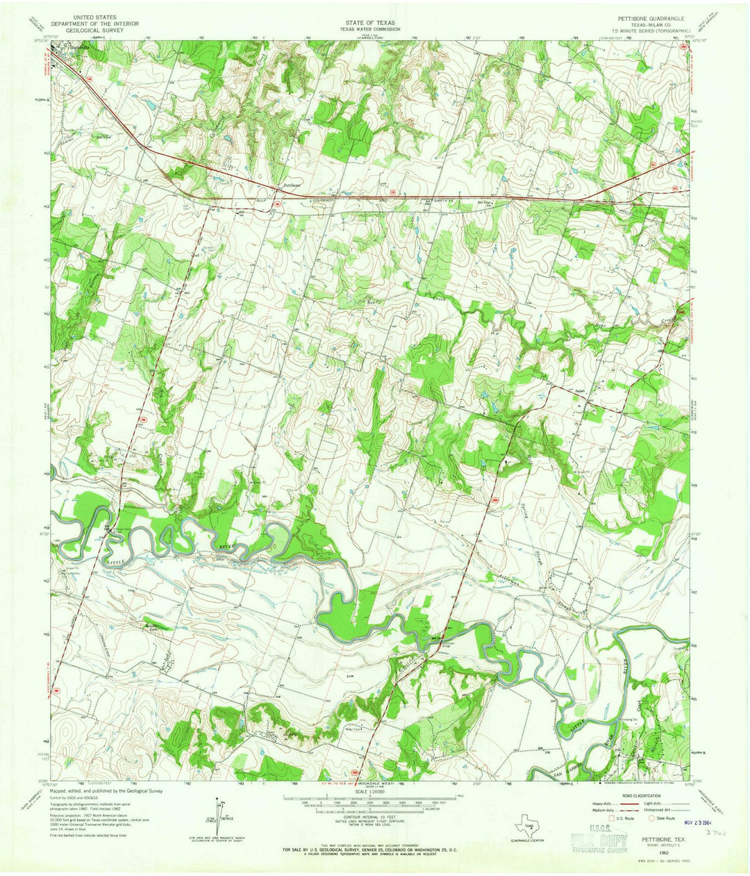 1962 Pettibone, TX - Texas - USGS Topographic Map