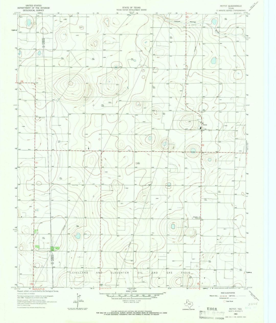 1965 Pettit, TX - Texas - USGS Topographic Map