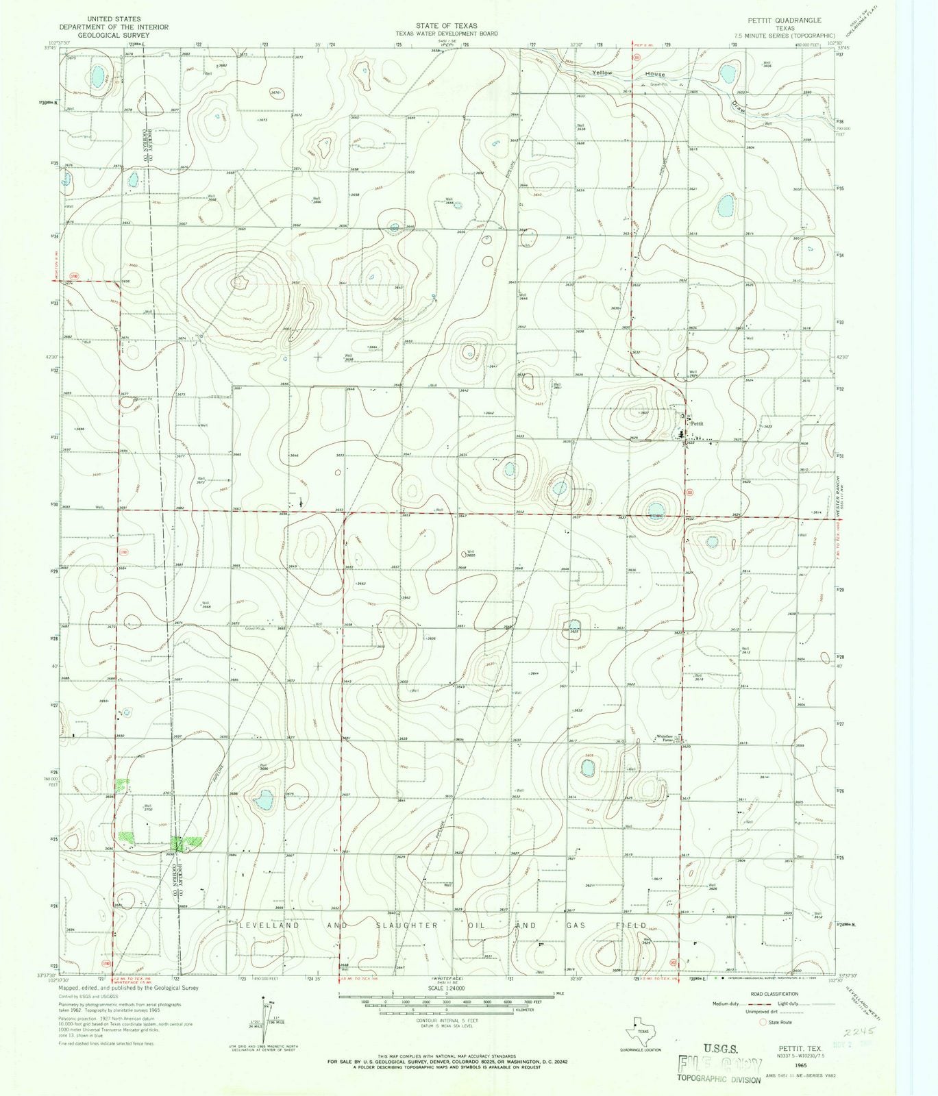1965 Pettit, TX - Texas - USGS Topographic Map