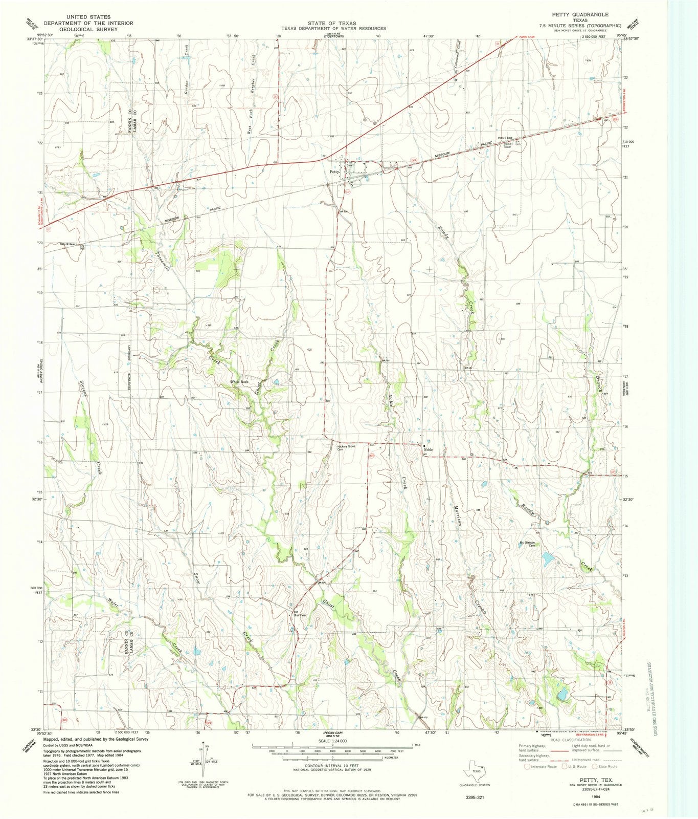 1984 Petty, TX - Texas - USGS Topographic Map