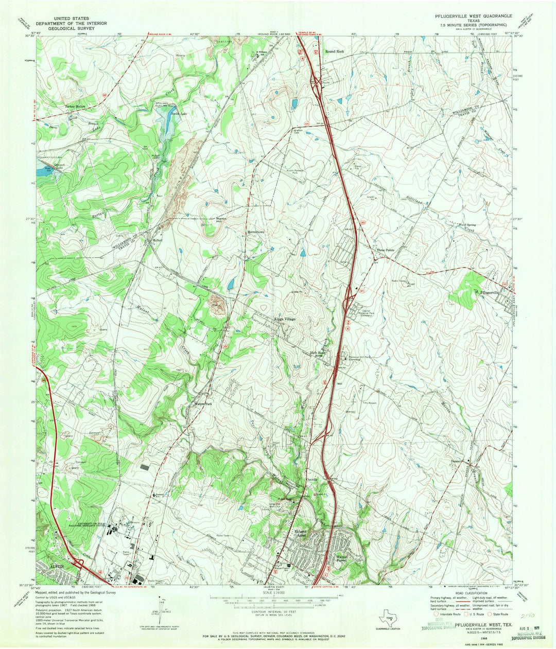 1968 Pflugerville West, TX - Texas - USGS Topographic Map