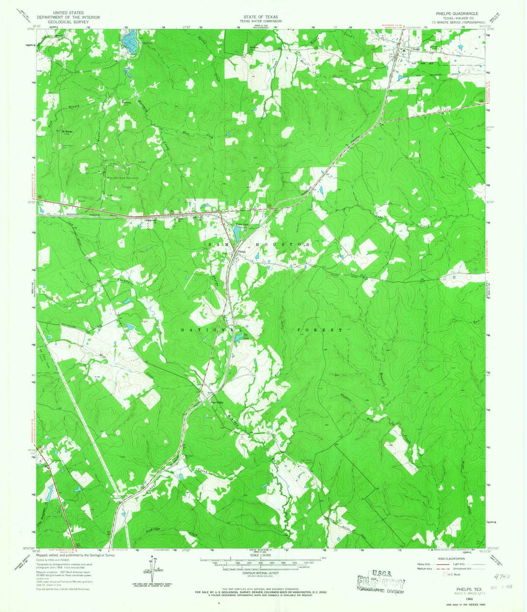 1960 Phelps, TX - Texas - USGS Topographic Map