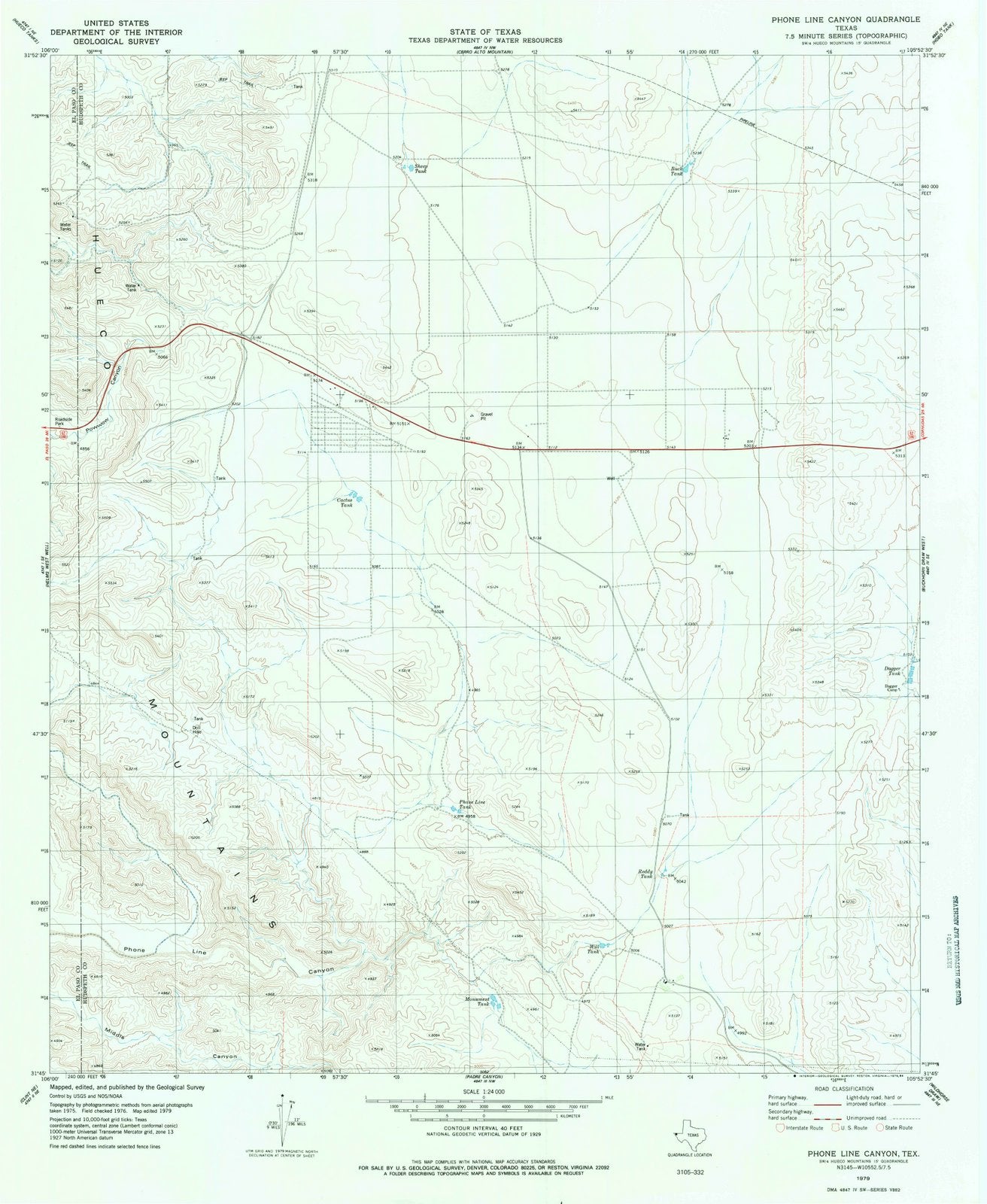 1979 Phone Line Canyon, TX - Texas - USGS Topographic Map