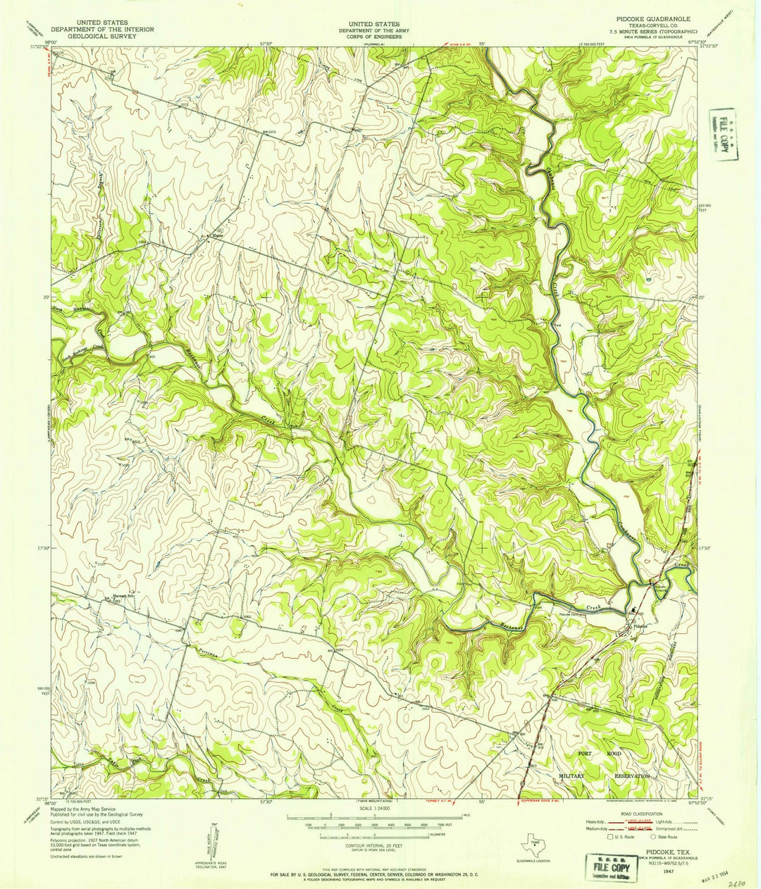 1947 Pidcoke, TX - Texas - USGS Topographic Map