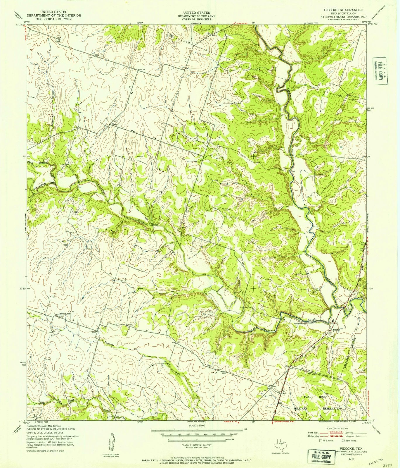 1947 Pidcoke, TX - Texas - USGS Topographic Map