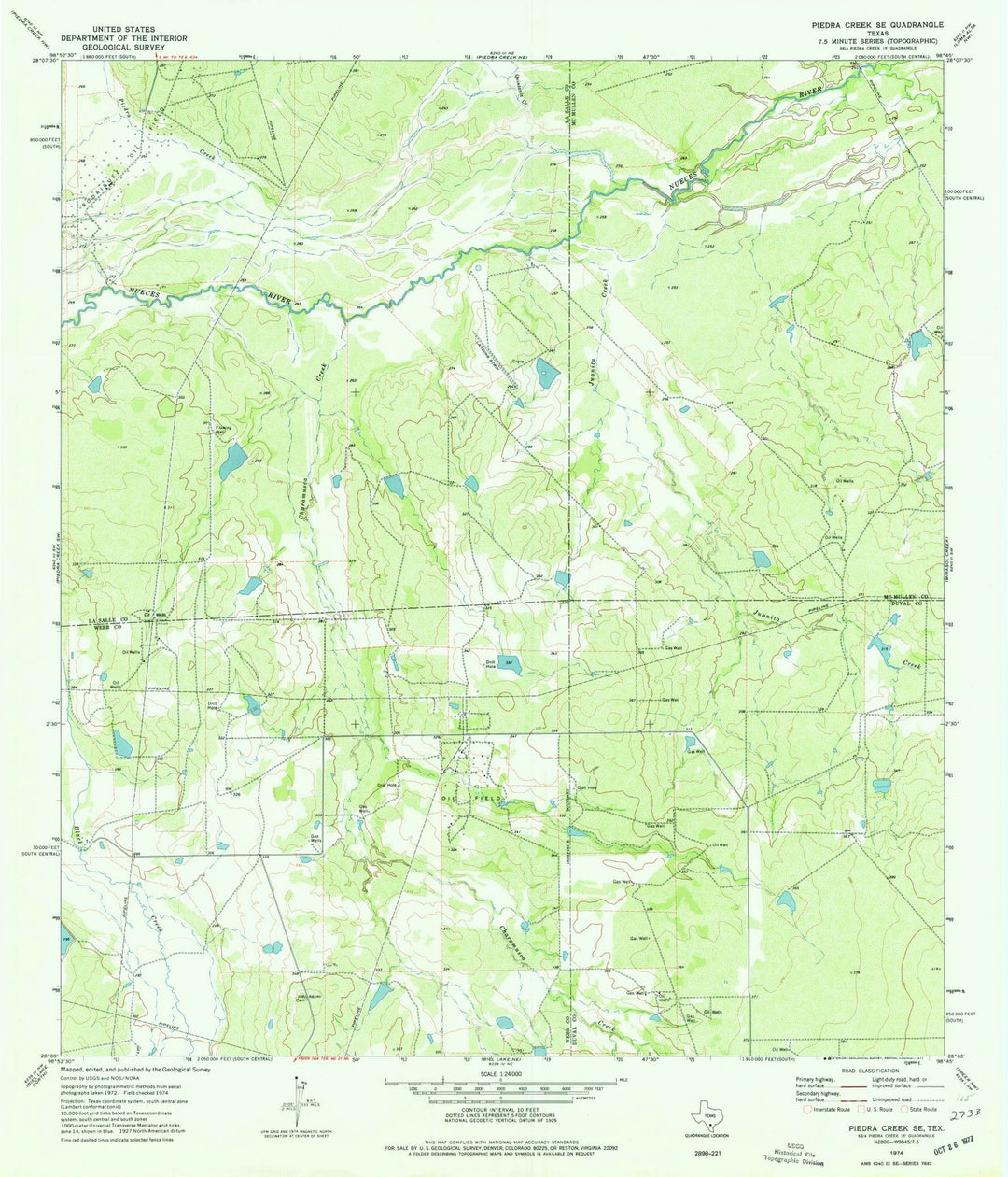 1974 Piedra Creek, TX - Texas - USGS Topographic Map v3