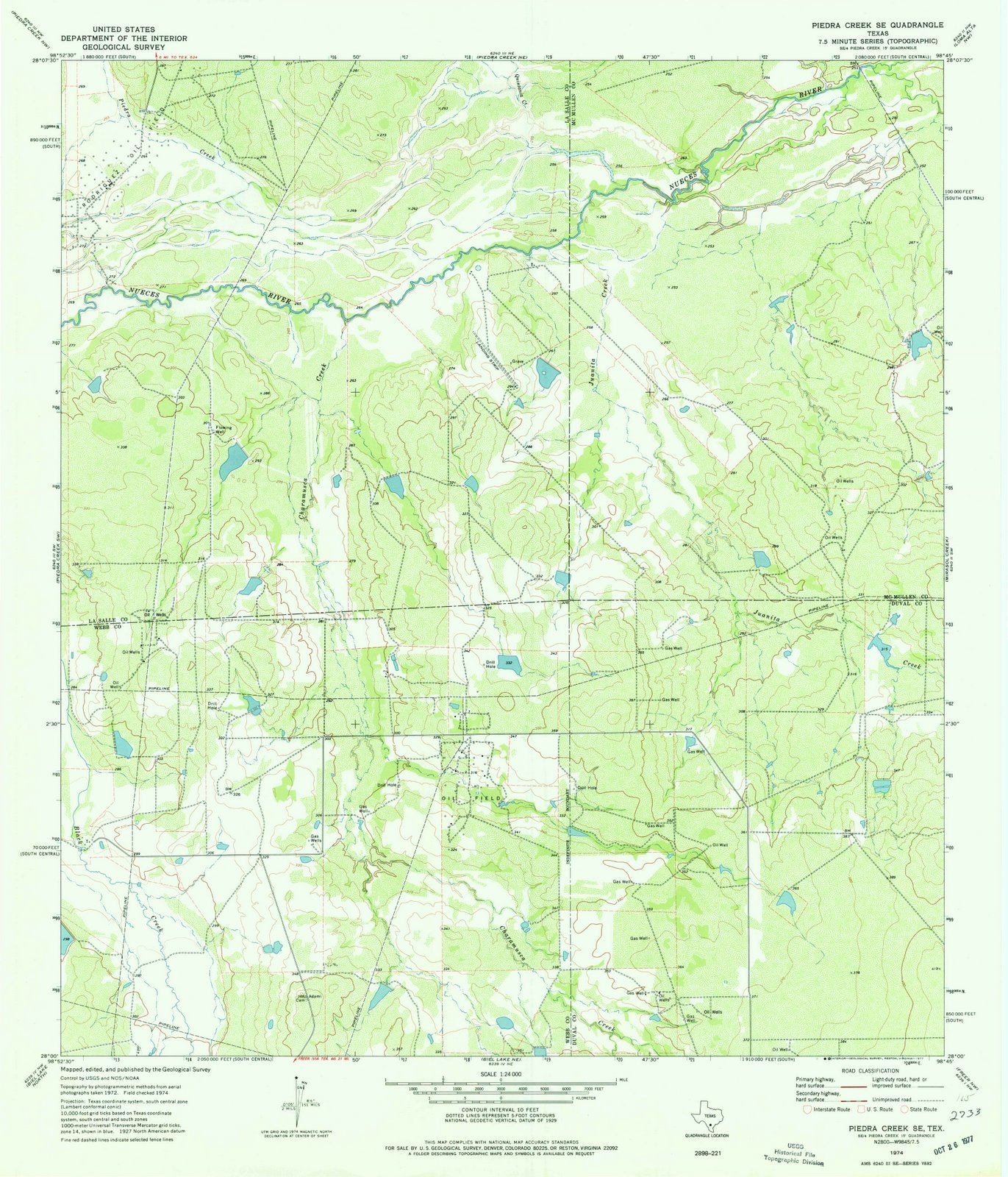 1974 Piedra Creek, TX - Texas - USGS Topographic Map v3