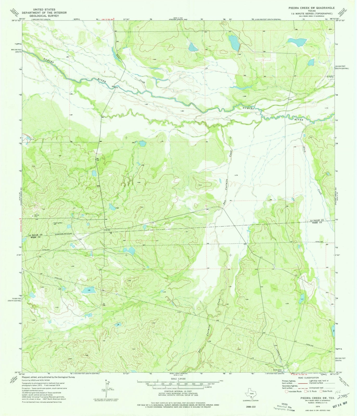 1974 Piedra Creek, TX - Texas - USGS Topographic Map v4