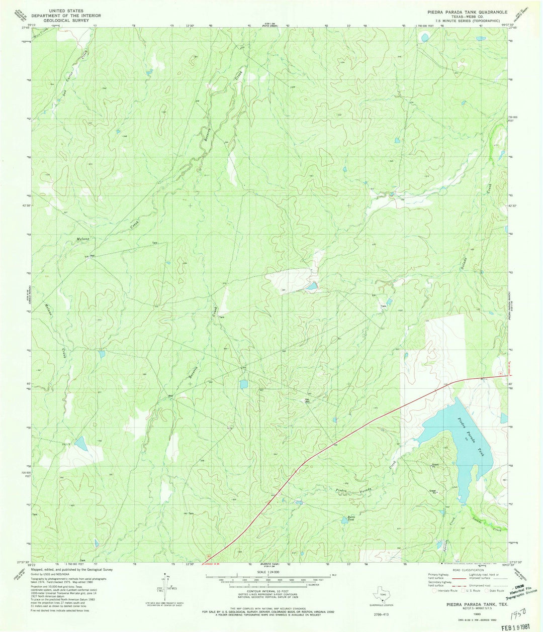 1980 Piedra Parada Tank, TX - Texas - USGS Topographic Map