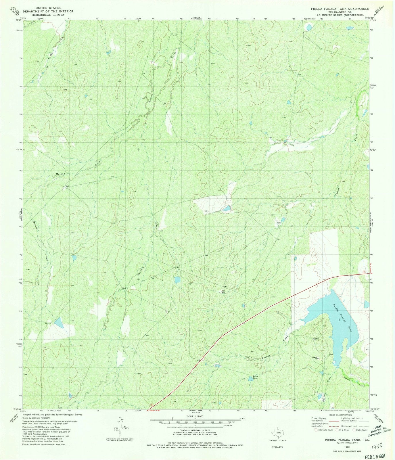 1980 Piedra Parada Tank, TX - Texas - USGS Topographic Map