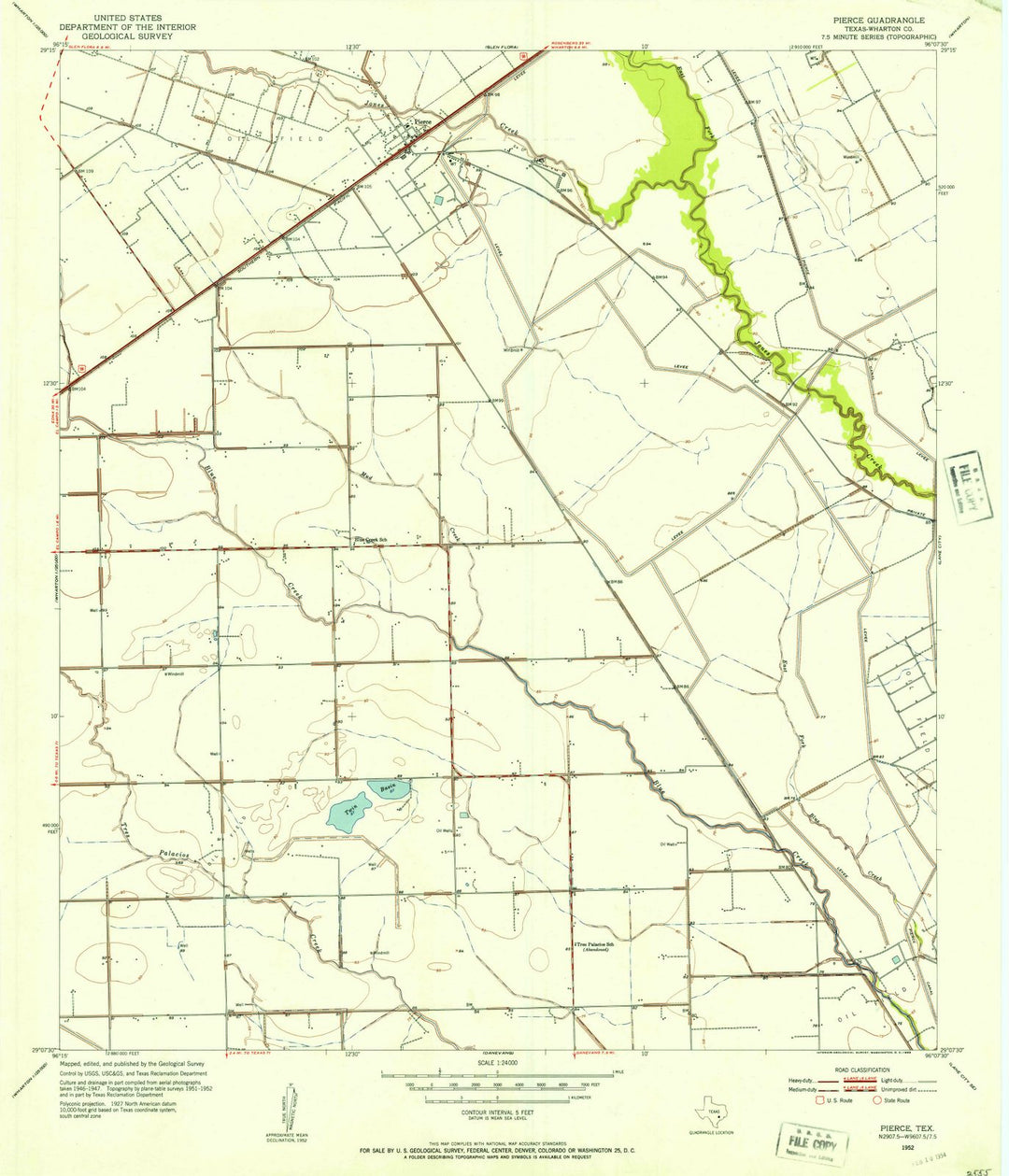 1952 Pierce, TX - Texas - USGS Topographic Map
