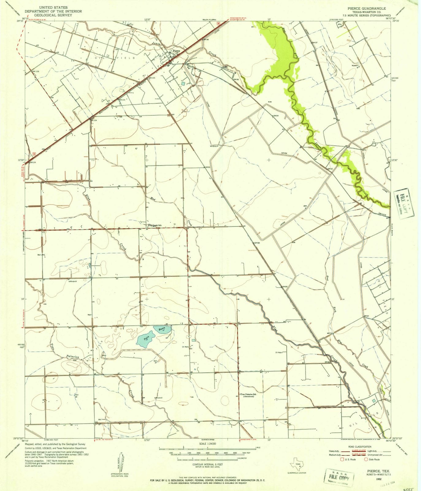 1952 Pierce, TX - Texas - USGS Topographic Map