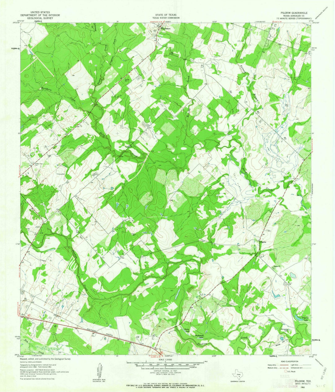 1961 Pilgrim, TX - Texas - USGS Topographic Map