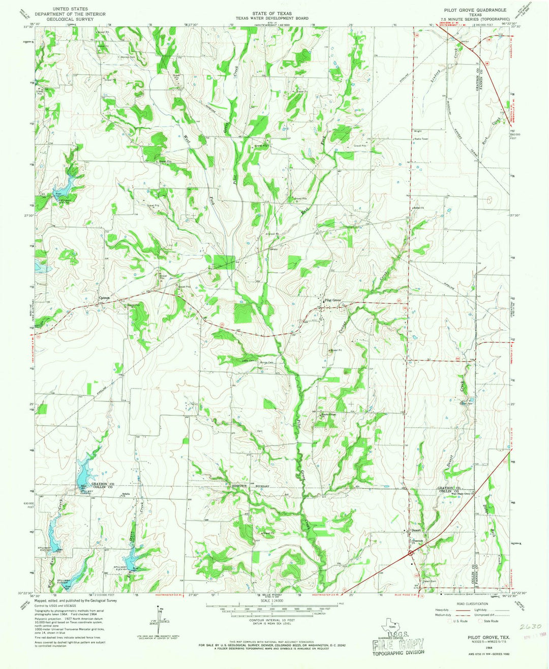 1964 Pilot Grove, TX - Texas - USGS Topographic Map