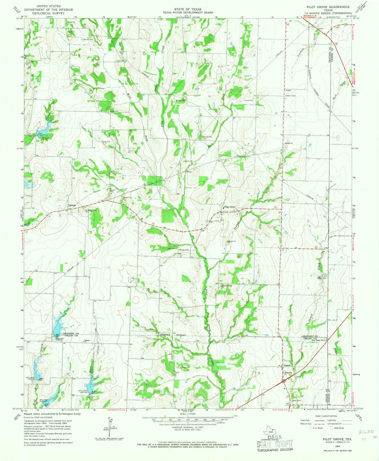1964 Pilot Grove, TX - Texas - USGS Topographic Map