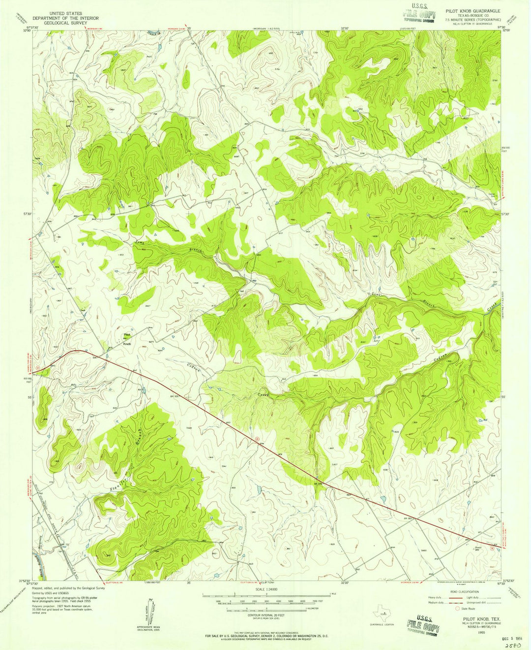 1955 Pilot Knob, TX - Texas - USGS Topographic Map