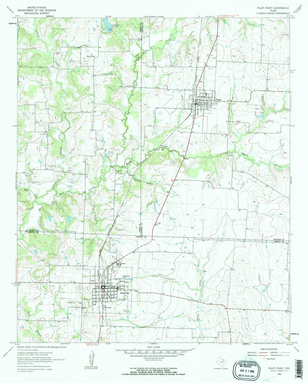 1961 Pilot Point, TX - Texas - USGS Topographic Map