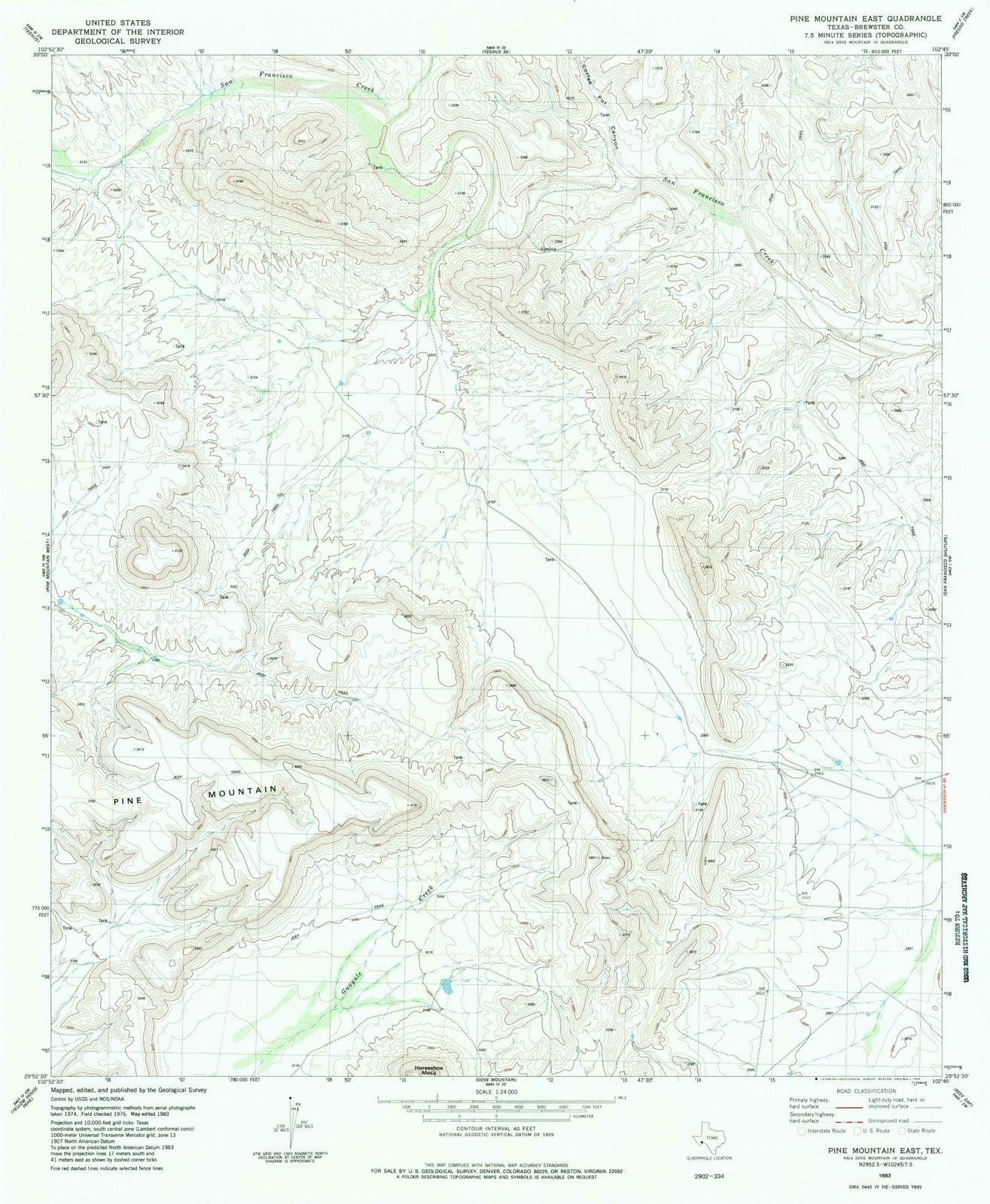 1983 Pine Mountain East, TX - Texas - USGS Topographic Map