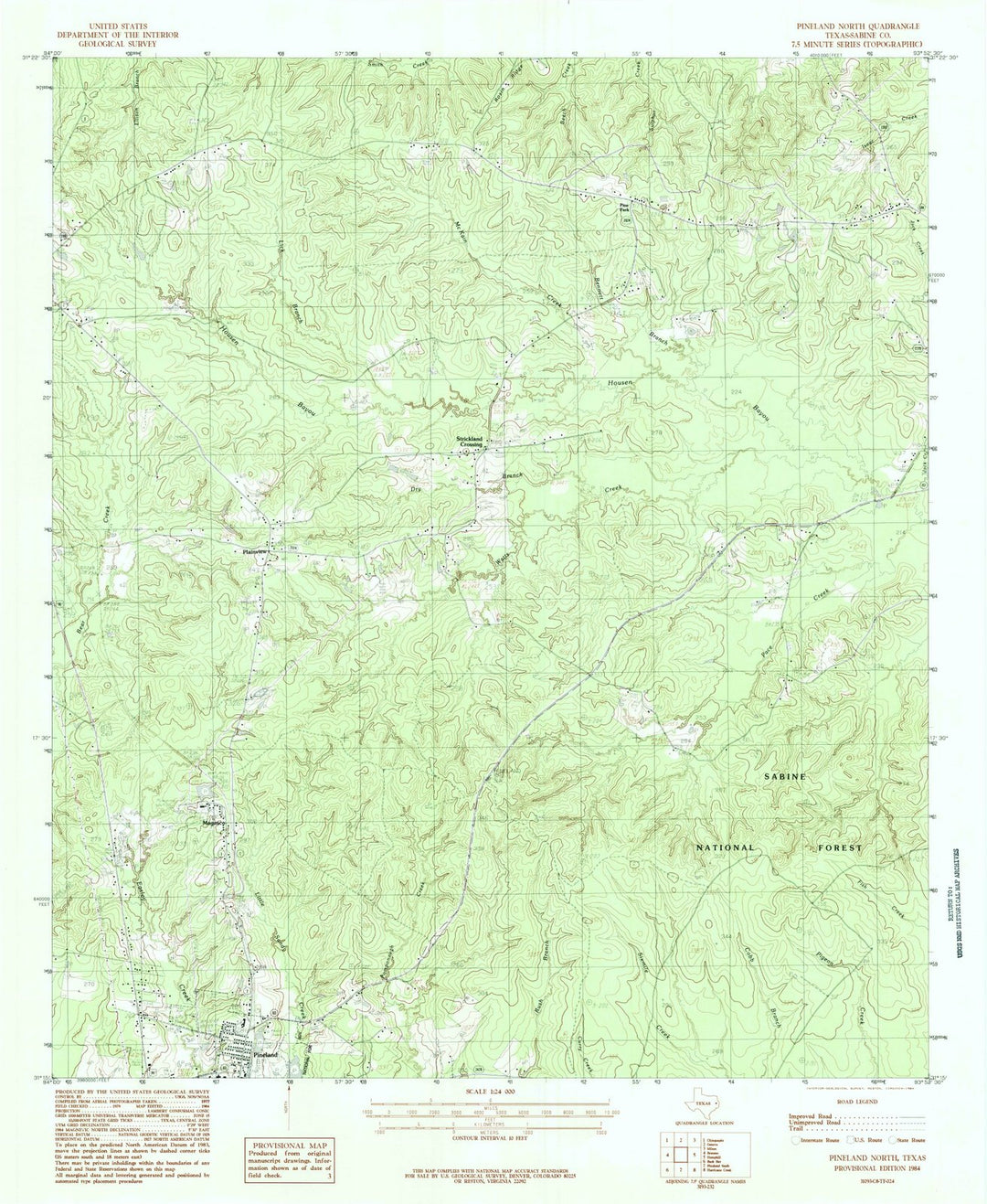 1984 Pineland North, TX - Texas - USGS Topographic Map