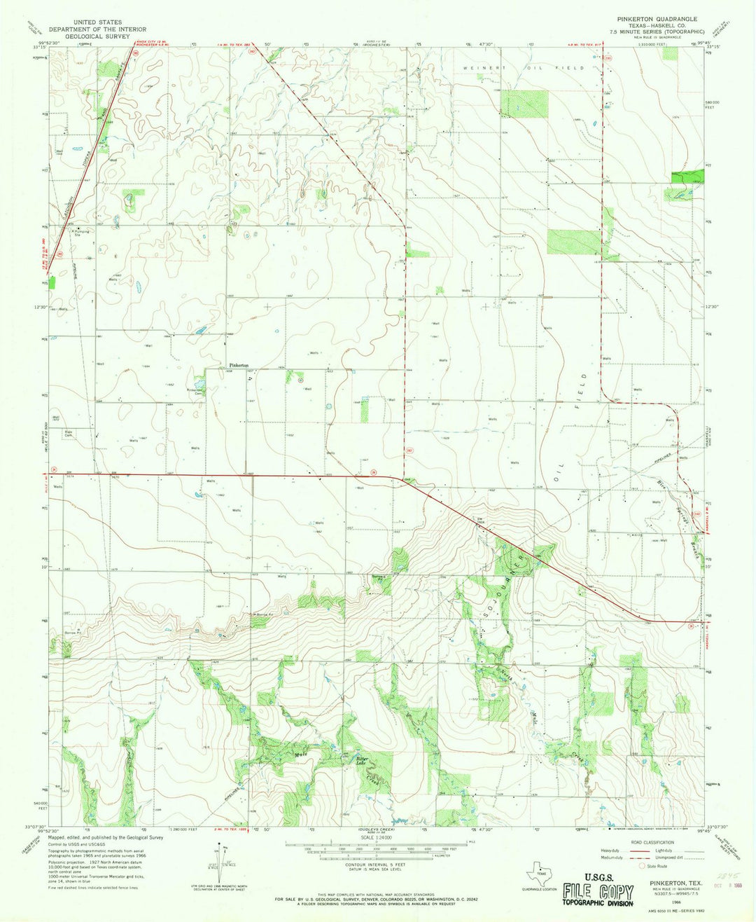 1966 Pinkerton, TX - Texas - USGS Topographic Map