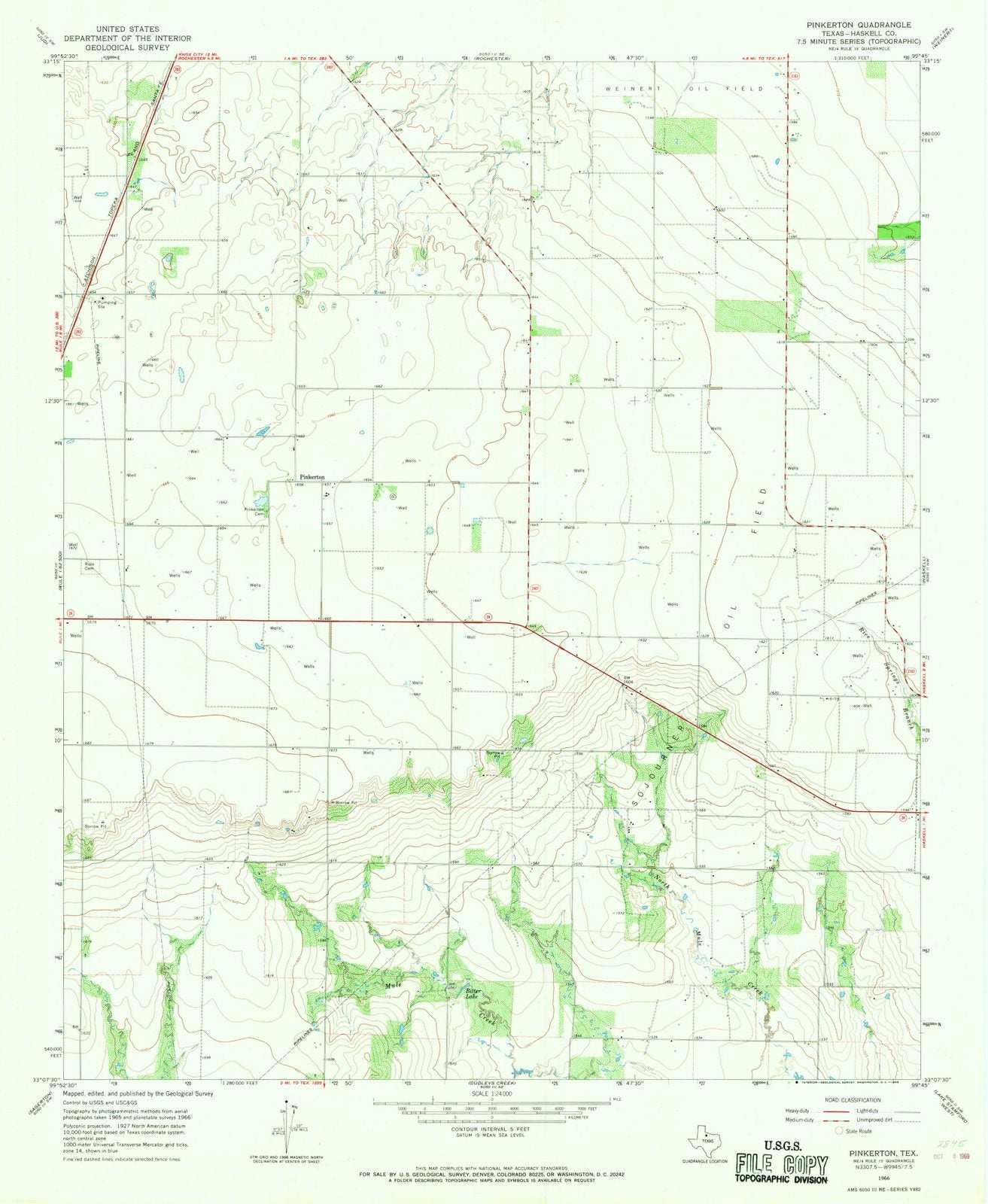 1966 Pinkerton, TX - Texas - USGS Topographic Map