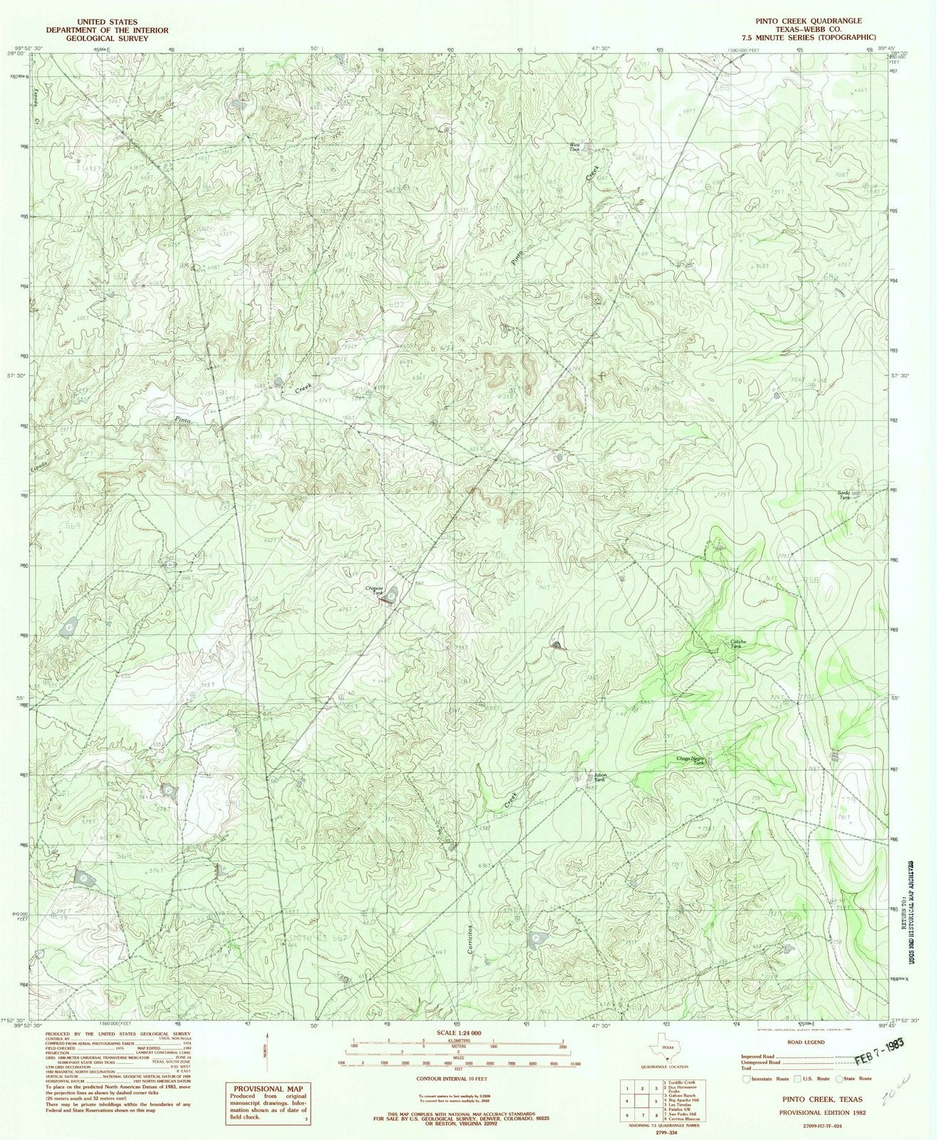 1982 Pinto Creek, TX - Texas - USGS Topographic Map