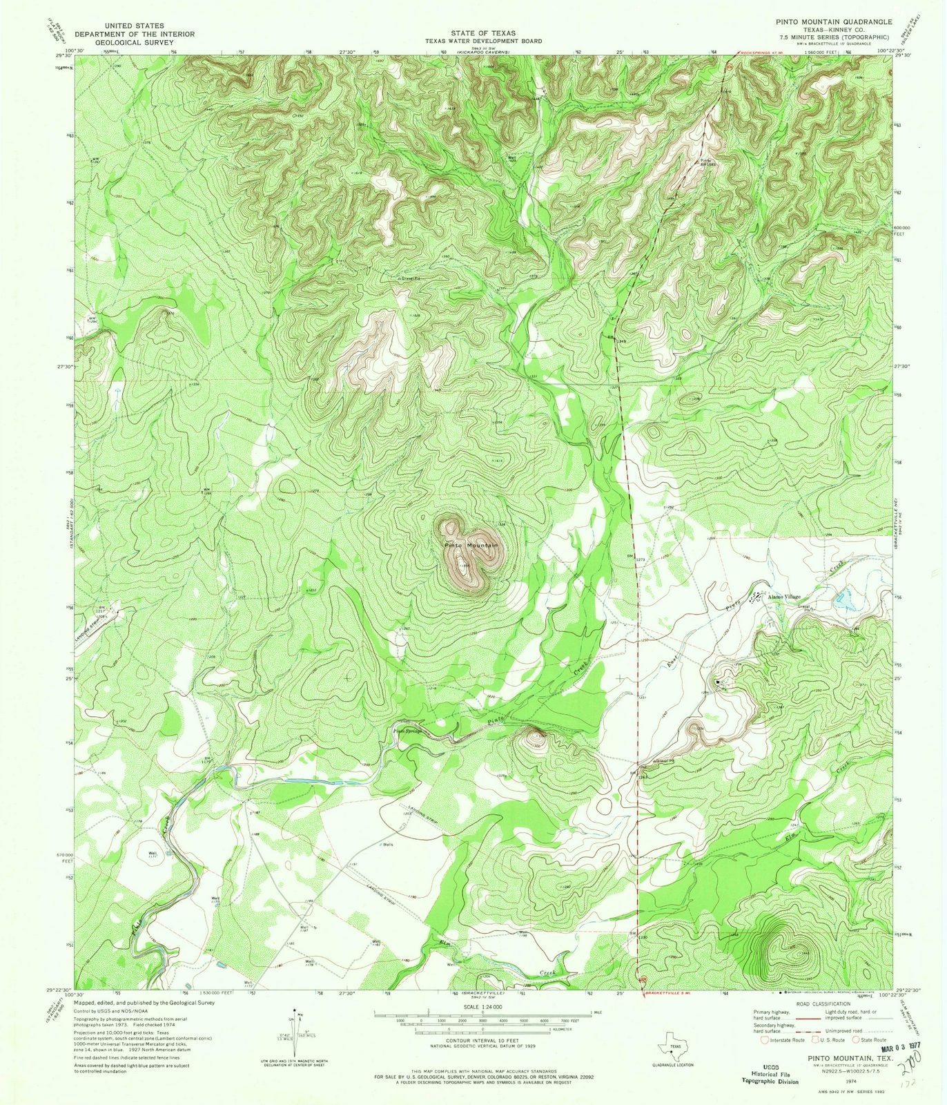 1974 Pinto Mountain, TX - Texas - USGS Topographic Map