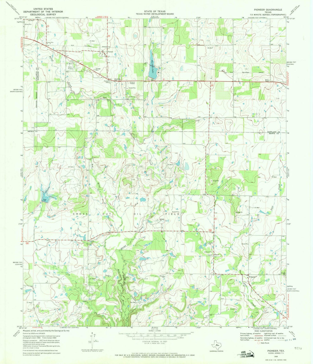 1969 Pioneer, TX - Texas - USGS Topographic Map