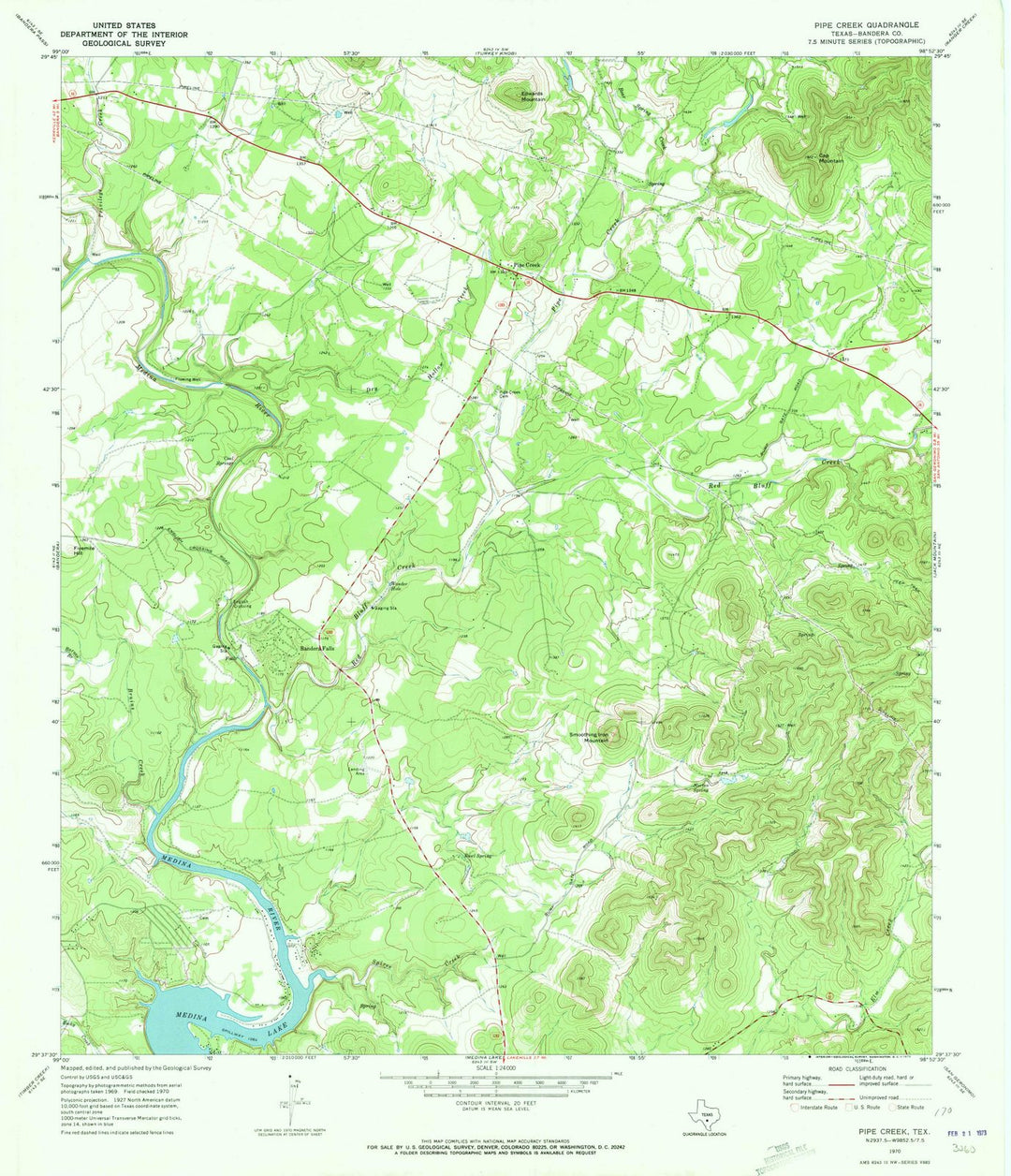 1970 Pipe Creek, TX - Texas - USGS Topographic Map