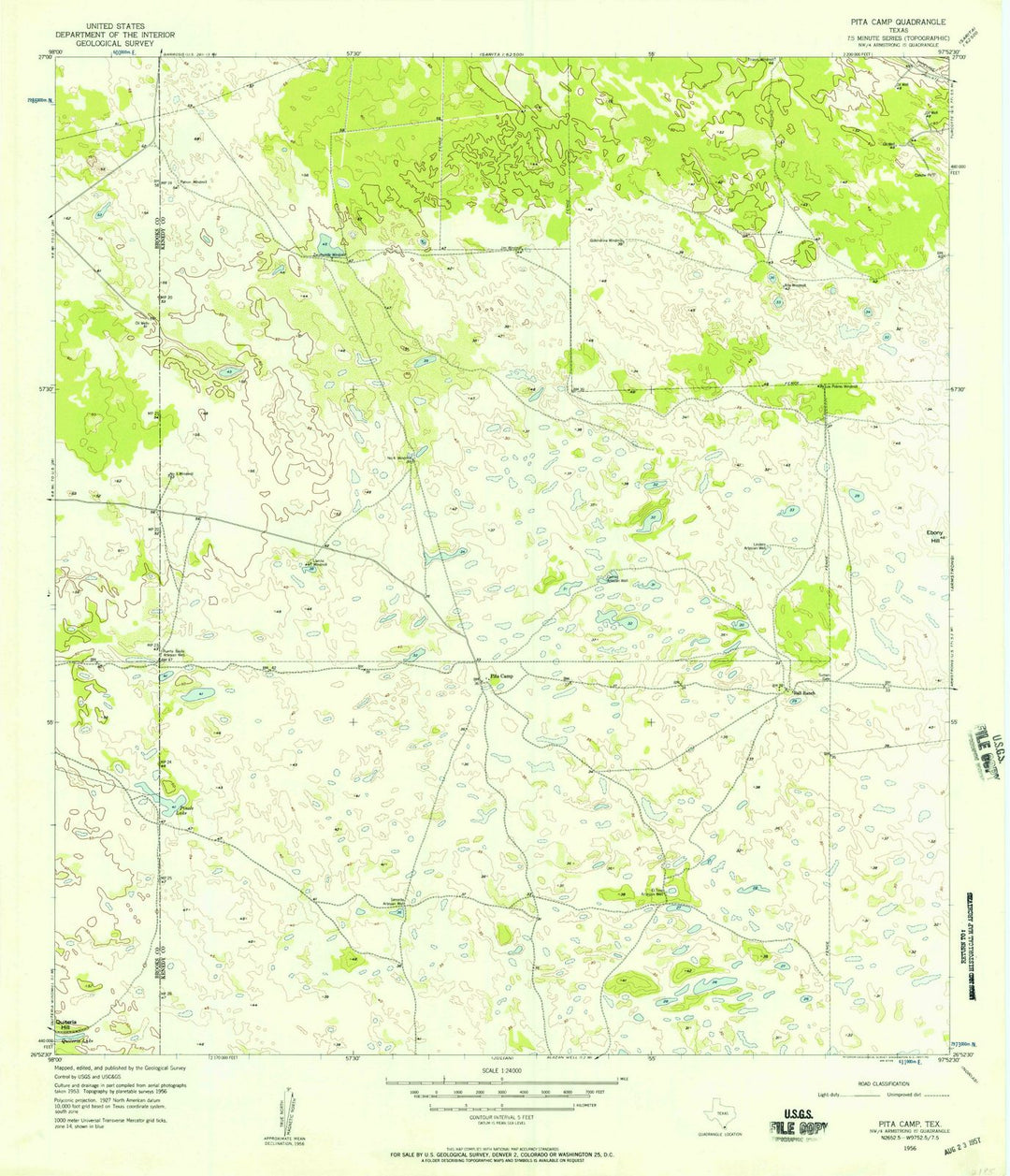 1956 Pita Camp, TX - Texas - USGS Topographic Map