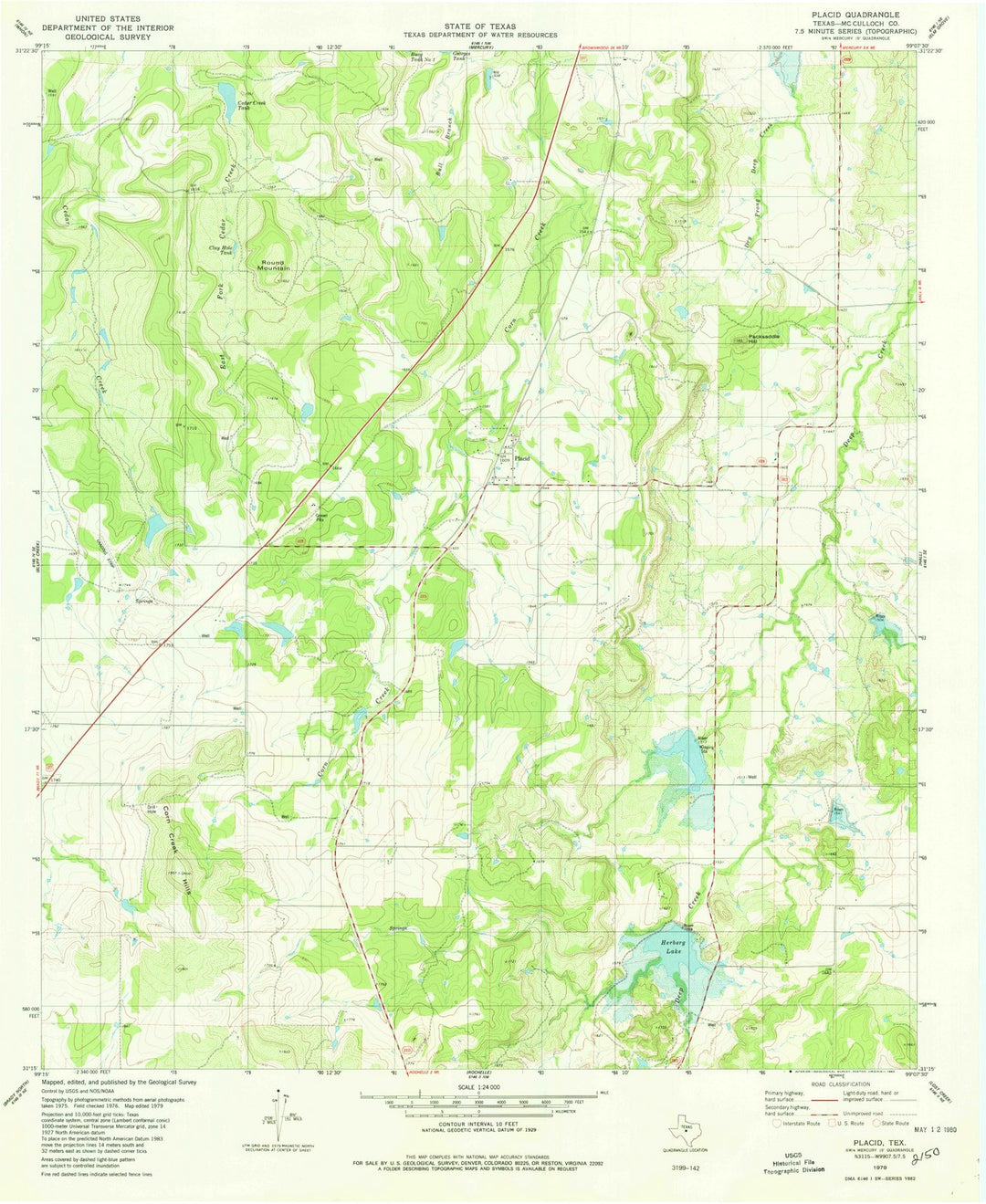 1979 Placid, TX - Texas - USGS Topographic Map