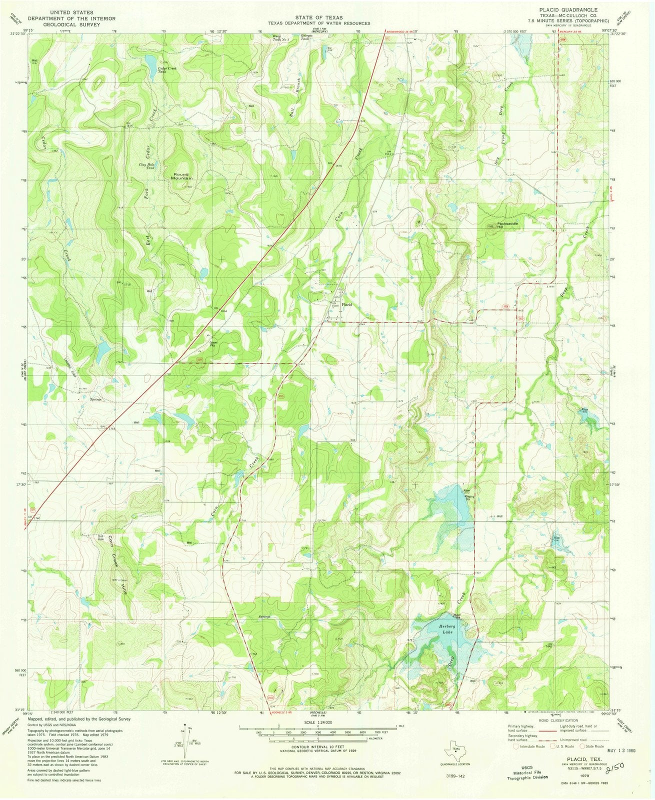 1979 Placid, TX - Texas - USGS Topographic Map