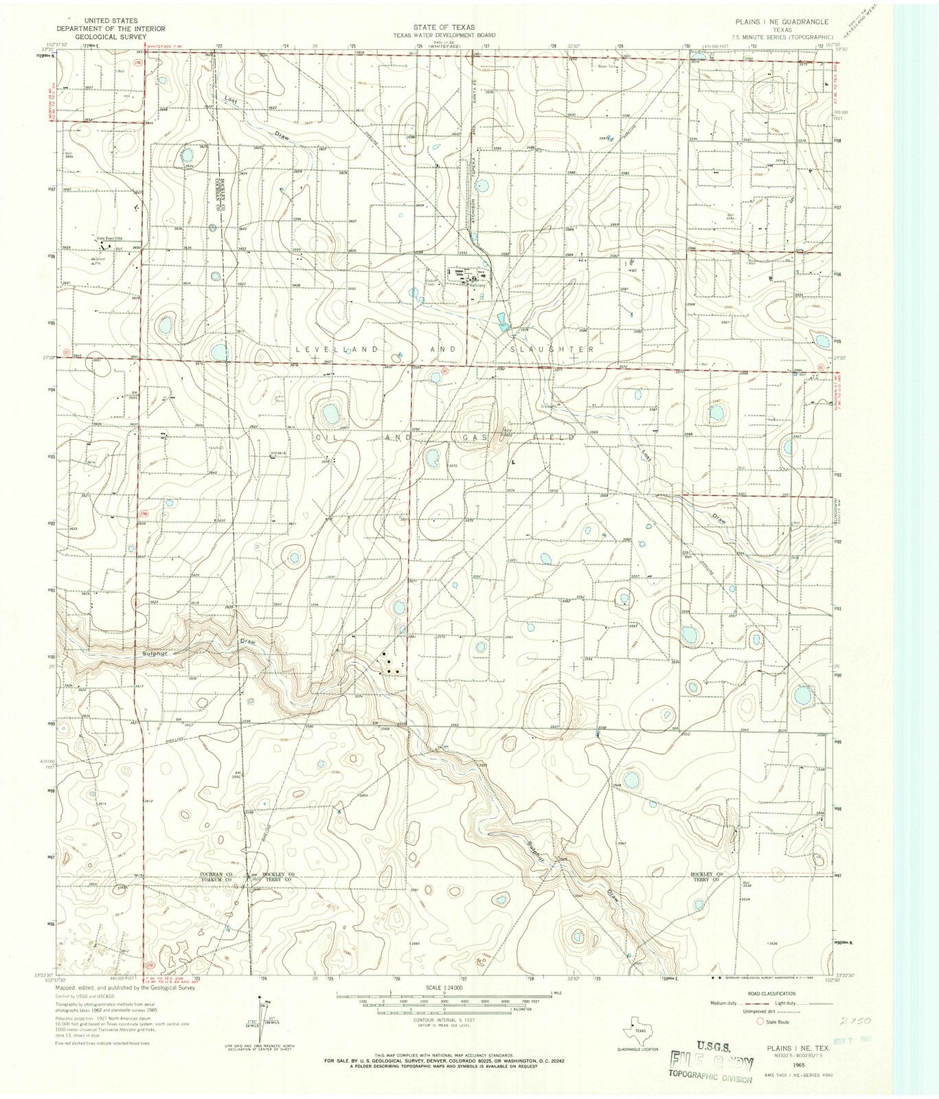1965 Plains 1, TX - Texas - USGS Topographic Map