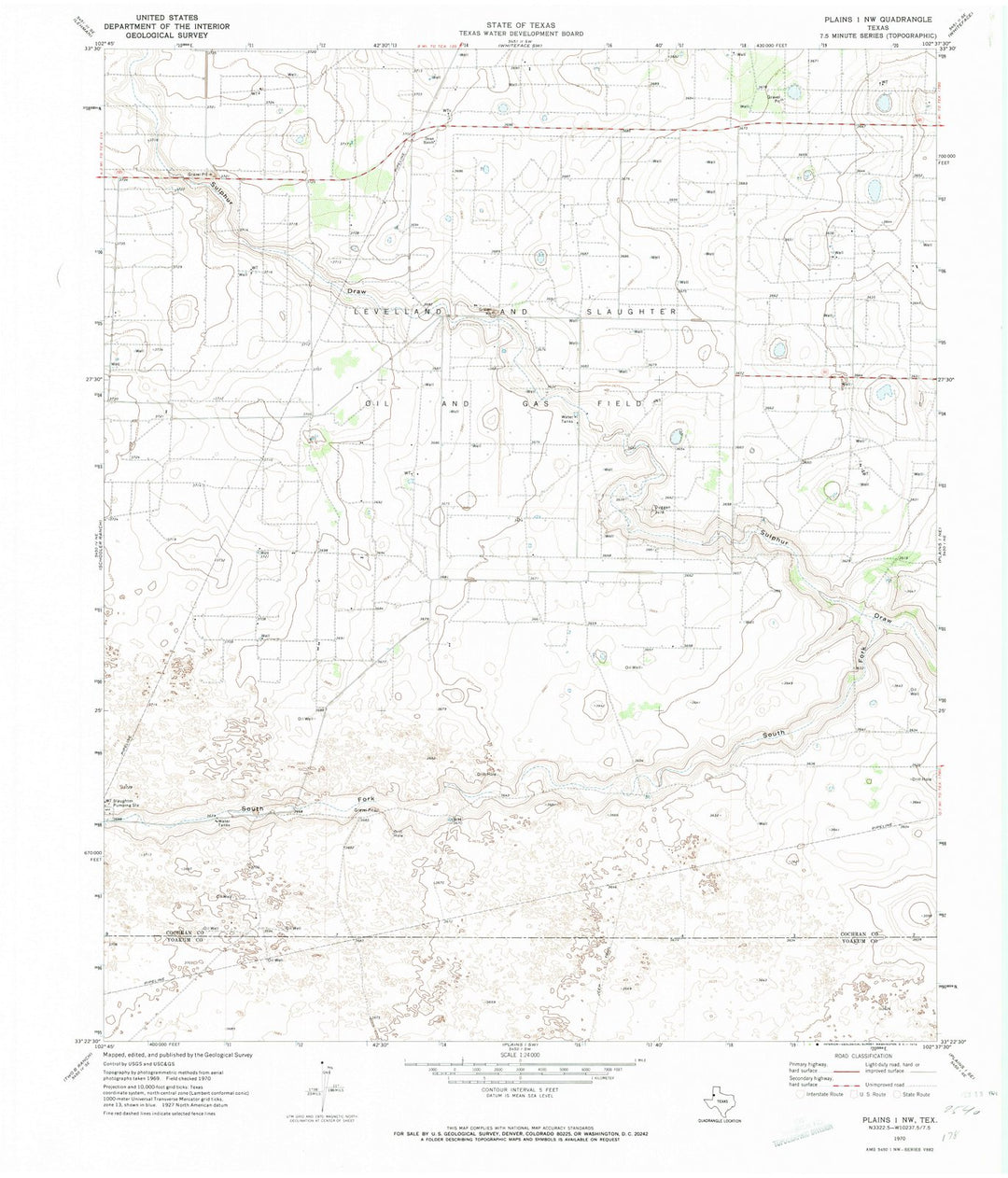 1970 Plains 1, TX - Texas - USGS Topographic Map