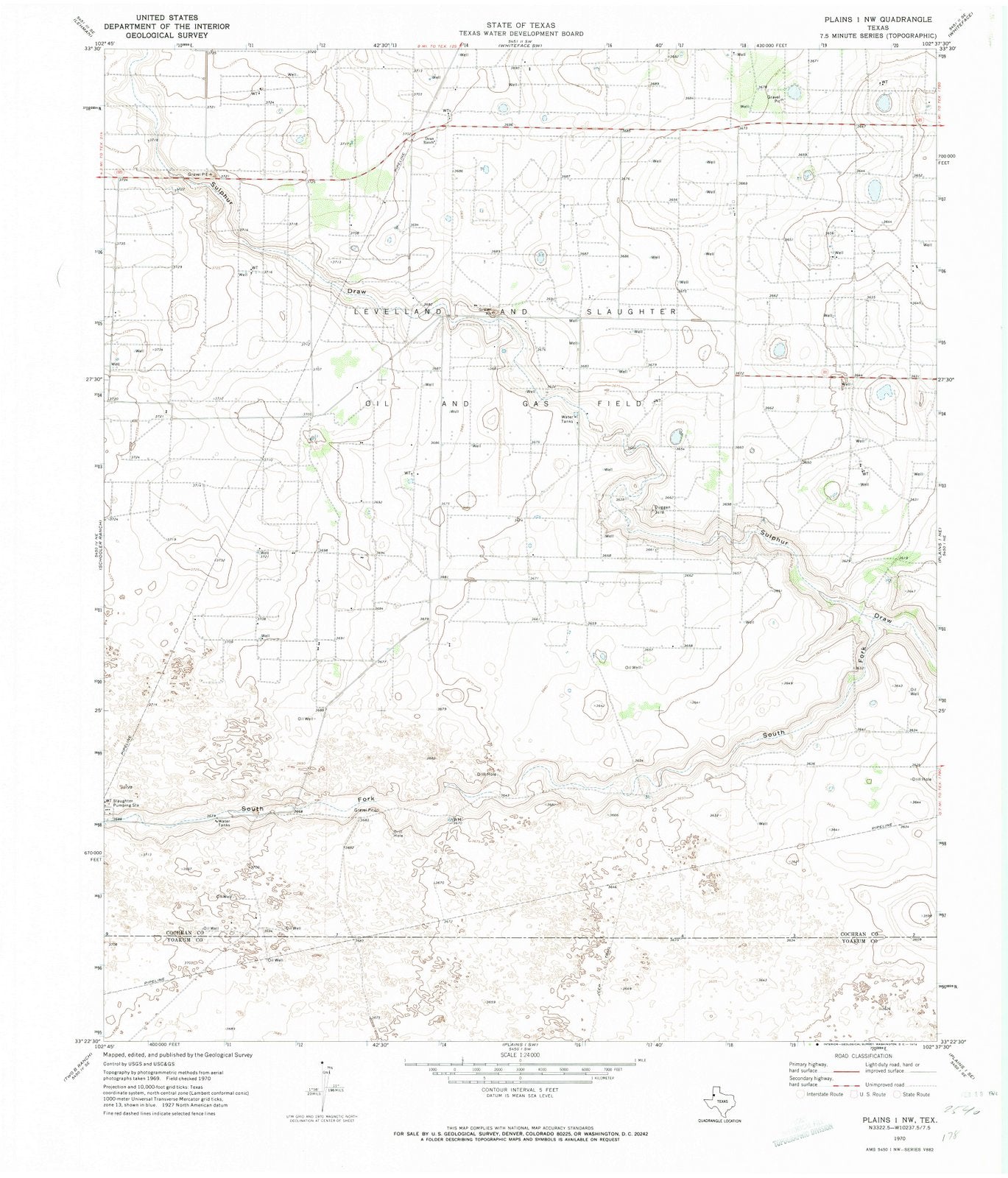 1970 Plains 1, TX - Texas - USGS Topographic Map