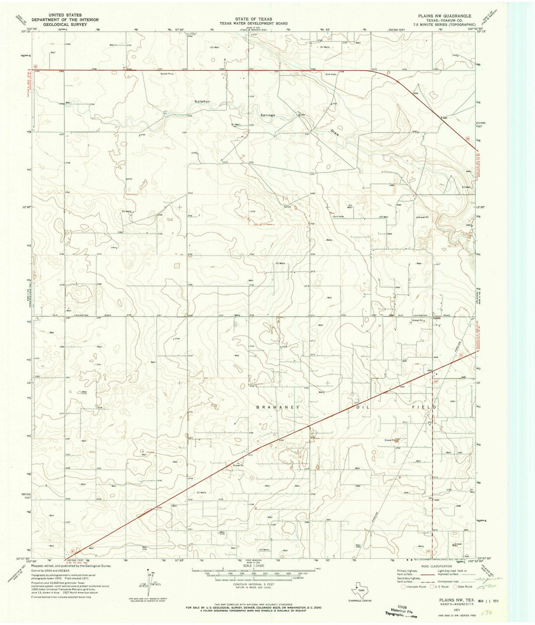 1971 Plains, TX - Texas - USGS Topographic Map