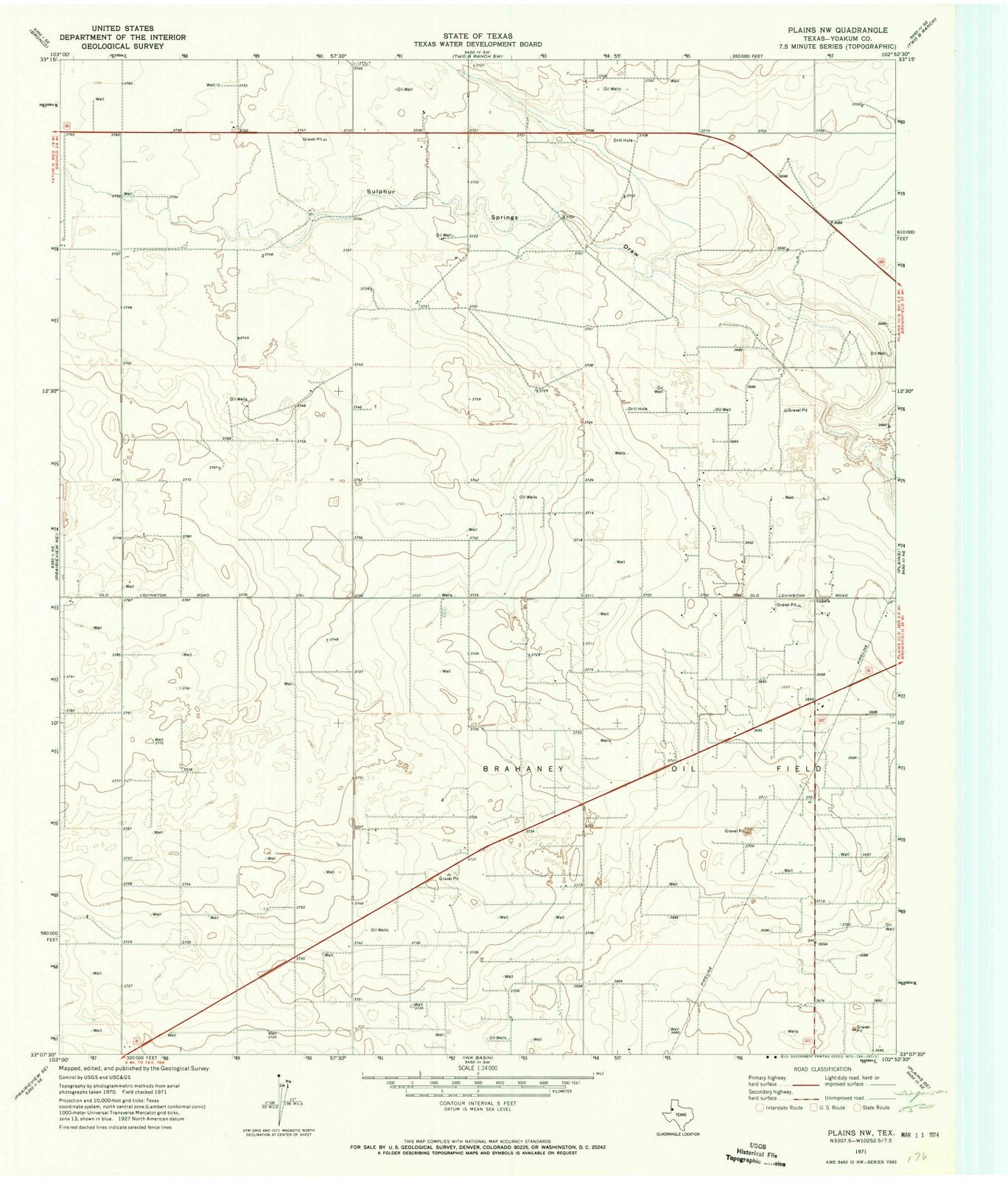 1971 Plains, TX - Texas - USGS Topographic Map
