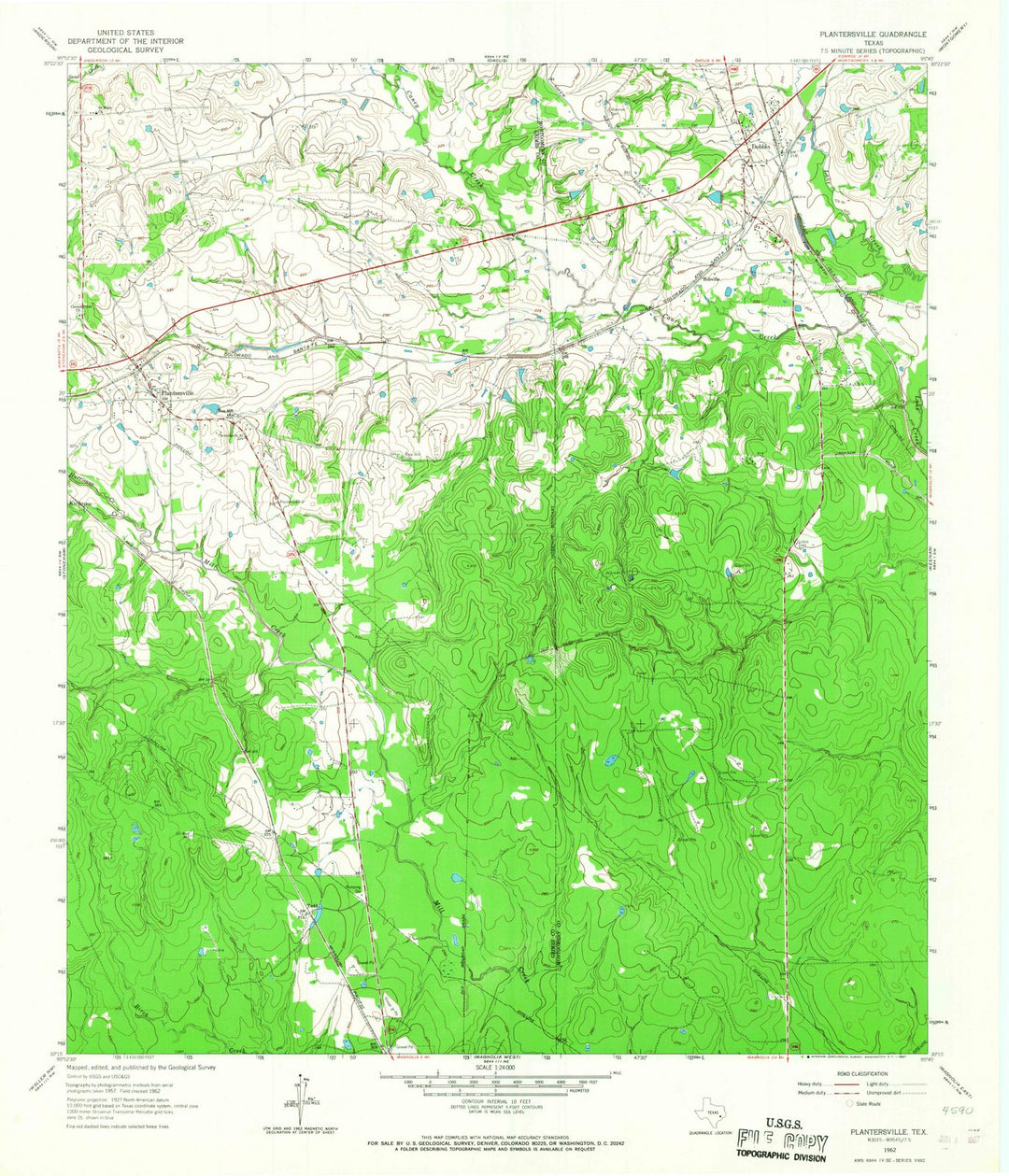 1962 Plantersville, TX - Texas - USGS Topographic Map
