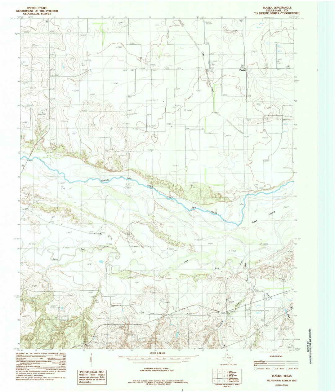 1985 Plaska, TX - Texas - USGS Topographic Map
