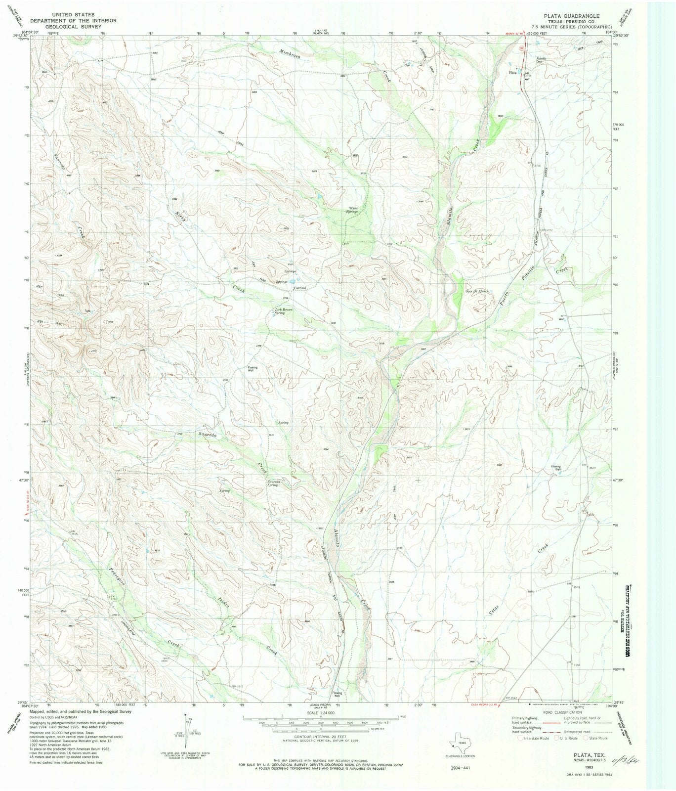 1983 Plata, TX - Texas - USGS Topographic Map v2