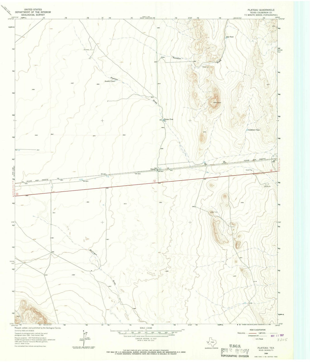 1964 Plateau, TX - Texas - USGS Topographic Map