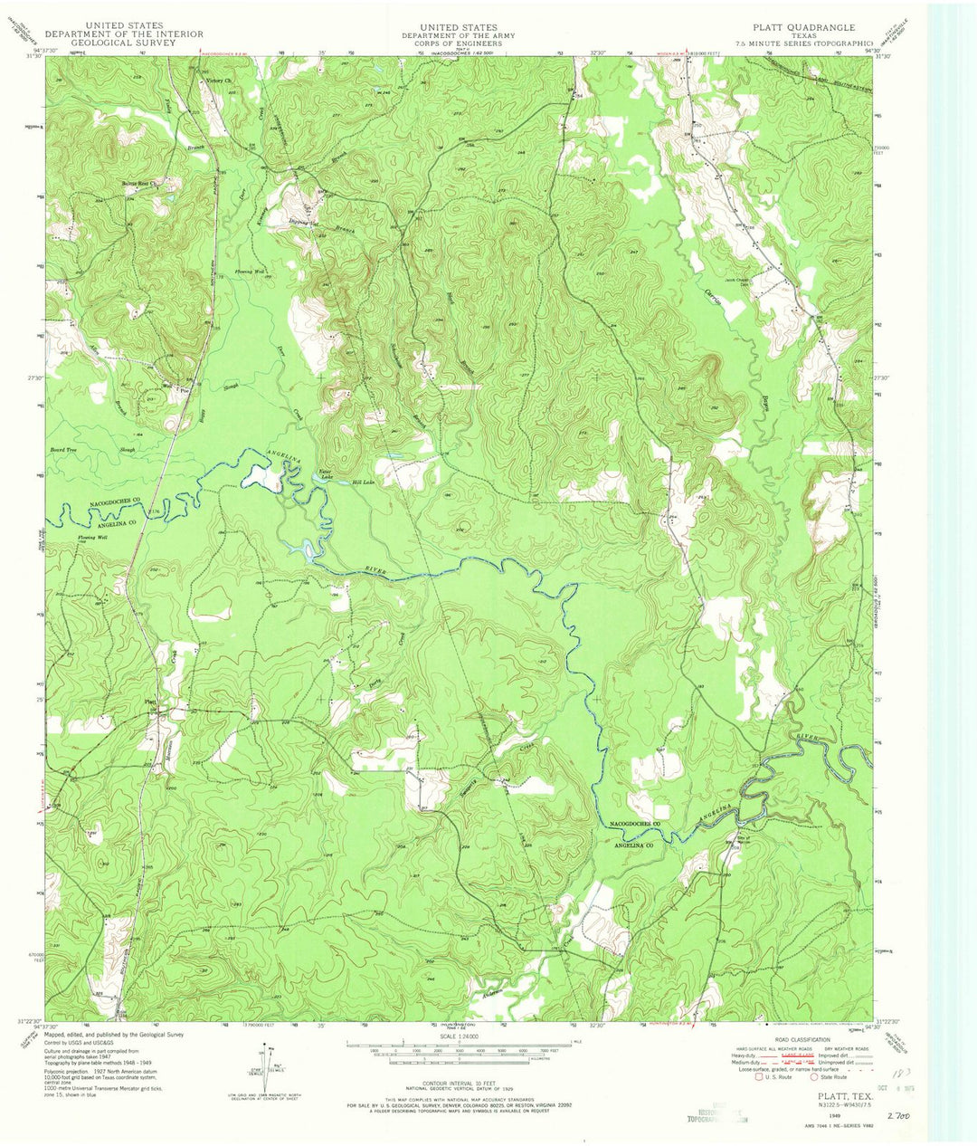 1949 Platt, TX - Texas - USGS Topographic Map