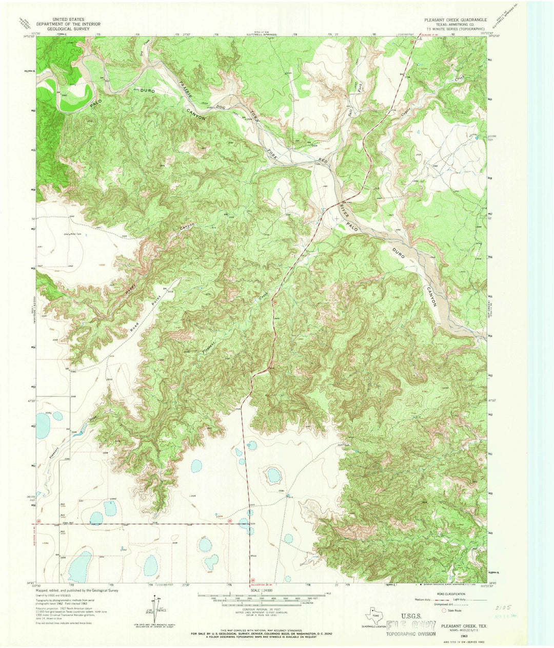 1963 Pleasant Creek, TX - Texas - USGS Topographic Map