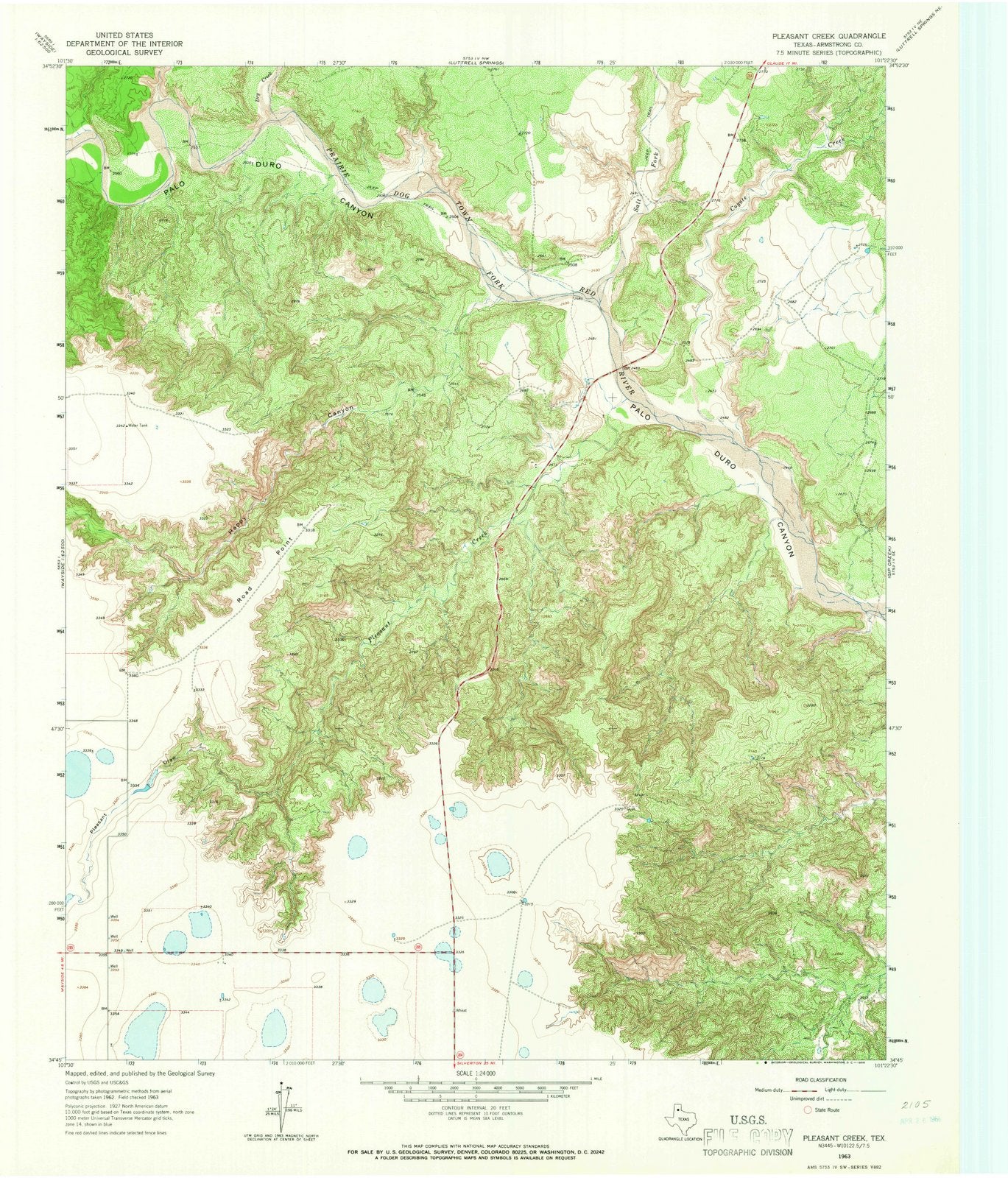 1963 Pleasant Creek, TX - Texas - USGS Topographic Map