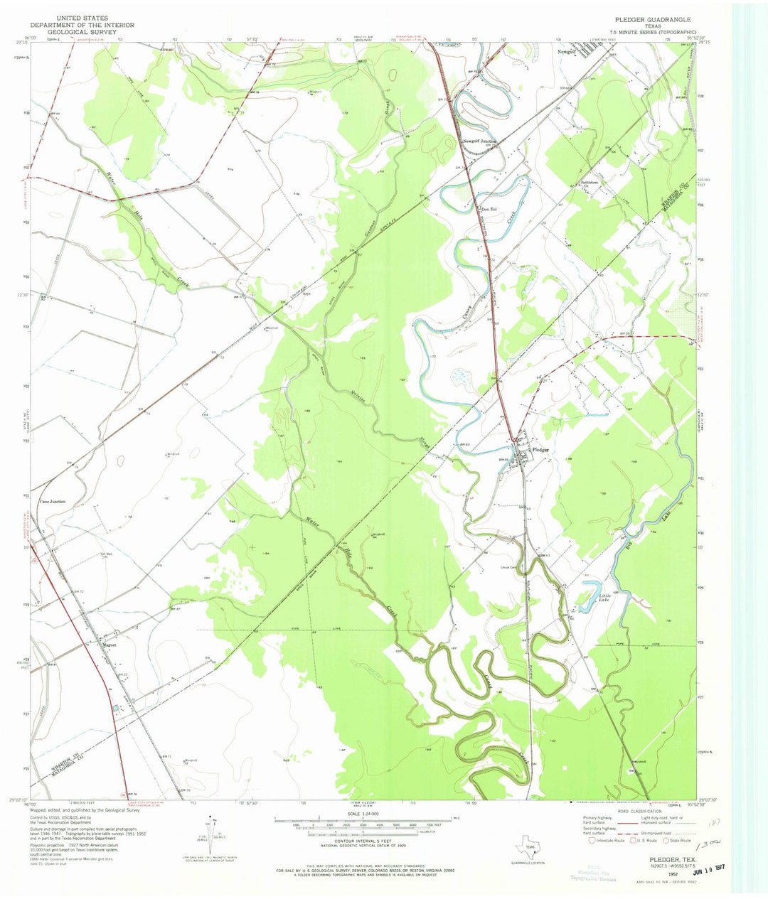 1952 Pledger, TX - Texas - USGS Topographic Map